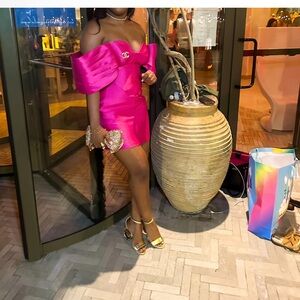 Chic Pink Off-Shoulder Dress